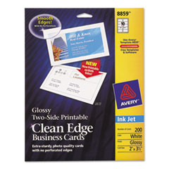 Two-Sided Printable Clean
Edge Business Cards, 2 x 3
1/2, Glossy White -
CARD,BUS,2SIDE,IJ,200,GWH