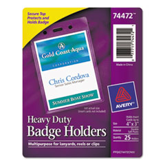 Badge Holders, Vertical, 3w x 4h, Clear, 25/Pack -