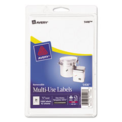 Print or Write Removable Multi-Use Labels, 3/4in dia,