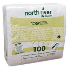 North River Dinner Napkins, 2-Ply, 3 3/4 x 7 1/2, White,