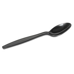 Plastic Cutlery, Heavyweight Teaspoons, 6&quot;, Black - HEAVY