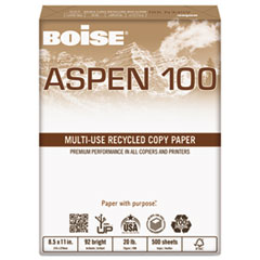 ASPEN 100% Recycled Office
Paper, 92 Bright, 20lb, 8-1/2
x 11, White, 5000/Ctn -
PAPER,ASPEN100,LTR,20#WHT