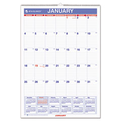 Monthly Wall Calendar with Ruled Daily Blocks, 12 x 17,