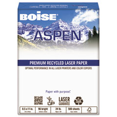 ASPEN Laser Paper, 96
Brightness, 24lb, 8-1/2 x 11,
White, 500 Sheets/Ream -
PAPER,RECYCLED LASER,WHT
