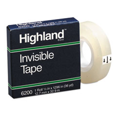 Invisible Permanent Mending
Tape, 1/2&quot; x 1296&quot;, 1&quot; Core,
Clear -
TAPE,MENDG,PERM,1/2X1296