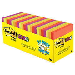 Note Pads in Electric Glow Colors, Cabinet Pack, 3x3,