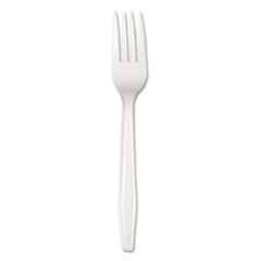 Full Length Polystyrene Cutlery, Fork, White - C-PS