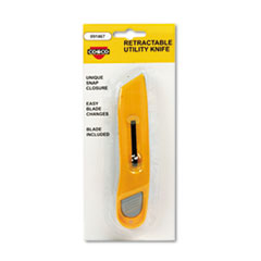 Plastic Utility Knife
w/Retractable Blade &amp; Snap
Closure, Yellow -
KNIFE,RETRACT,PLASTIC,YL