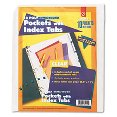 Ring Binder Divider Pockets
With Index Tabs, 8-1/2 x 11,
Clear, 5/Pack -
POCKET,BNDR,INSRT TAB,CR