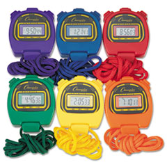 Water-Resistant Stopwatches, 1/100 Second, Assorted