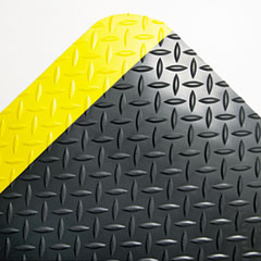 Industrial Deck Plate
Anti-Fatigue Mat, Vinyl, 24 x
36, Black/Yellow Border -
C-MAT-FLR-2X3-DECKPLT
W/BORDR(1) DECK PLATED-BLACK