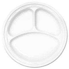 Famous Service Dinnerware,
3-Compartment Plate, 10 1/4&quot;,
White - C-IMPACT PLAS PLT
10.25IN 3COMP WHI 4/125