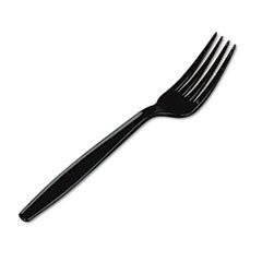 Plastic Tableware, Heavyweight Forks, Black -