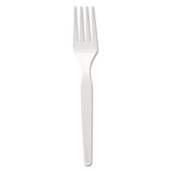 Plastic Tableware, Mediumweight Forks, White -