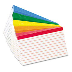 Color Coded Bar Ruled Index Cards, 3 x 5, Assorted