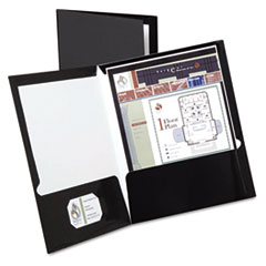 High Gloss Laminated
Paperboard Folder, 100-Sheet
Capacity, Black, 25/Box -
PORTFOLIO,LTR,2PCKT,BK