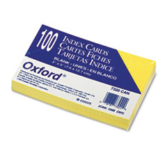 Unruled Index Cards, 3 x 5, Canary, 100/Pack -