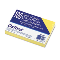 Unruled Index Cards, 4 x 6, Canary, 100/Pack -