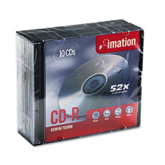 CD-R Discs, 700MB/80min, 52x,
w/Slim Jewel Cases, Silver,
10/Pack -
DISC,CDR,52X,10PK,JWL,SV