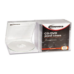 CD/DVD Standard Jewel Case, Clear, 10/Pack -