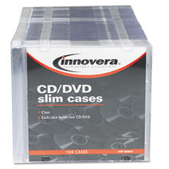 CD/DVD Polystyrene Thin Line Storage Case, Clear, 100/Pack