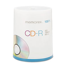 CD-R Discs, 700MB/80min, 52x,
Spindle, Silver, 100/Pack -
DISC,CDR,100/SPIN,52X