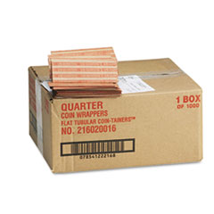 Pop-Open Flat Paper Coin Wrappers, Quarters, $10, 1000