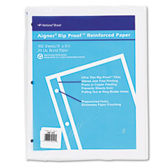 Rip Proof 20-lb, Reinforced
Filler Paper, Unruled, 11 x
8-1/2, WE, 100 Sheets/Pk -
PAPER,FLLR,11X8.5,UNRL,WE
