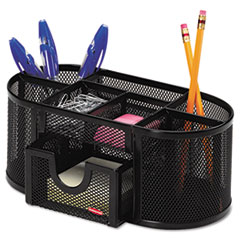 Mesh Pencil Cup Organizer, Four Compartments, Steel, 9
