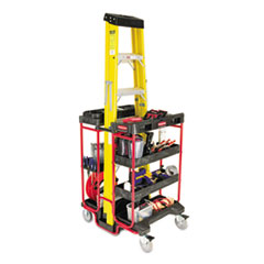 Ladder Cart w/Open Ends,
7-Shelf, 27w x 31-1/2d x 42h,
Black/Red - LADDER CART
