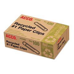Recycled Paper Clips, No. 1
Size, 100/Box, 10 Boxes/Pack
- CLIP,PPR,STD,RECYC,1000PK