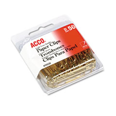 Paper Clips, Wire, Jumbo, 1-3/4&quot;, Gold Tone, 50/Box -