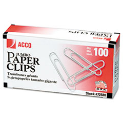 Smooth Economy Paper Clip,
Steel Wire, Jumbo, Silver,
100/Box, 10 Boxes/Pack -
CLIP,PPR,JMBO,SMTH,1M/PK