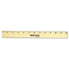 Flat Wood Ruler w/Two Double Brass Edges, 12&quot;, Clear