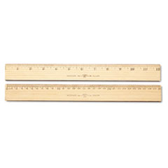 Wood Ruler, Metric and 1/16&quot; Scale with Single Metal Edge,