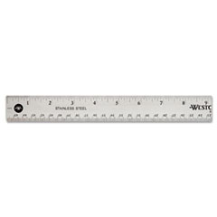 Stainless Steel Office Ruler With Non Slip Cork Base, 18&quot;