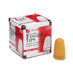 Rubber Finger Tips, Size 11 1/2, Medium, Amber, 12/Pack -