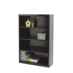 Metal Bookcase, 4 Shelves,
34-1/2w x 13-1/2d x 52-1/2h,
Black -
BOOKCASE,STL,4SHF,52.5&quot;BK