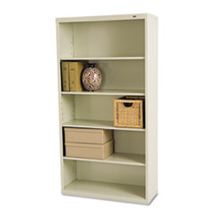 Metal Bookcase, 5 Shelves,
34-1/2w x 13-1/2d x 66h,
Putty -
BOOKCASE,STL,5SHF,66H,PY