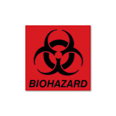 Biohazard Decal, 5-3/4 x 6, Fluorescent Red -
