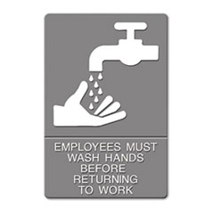 ADA Sign, &quot;Employees Must Wash Hands&quot; Tactile