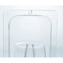 Cold Food Pan Covers, 10 3/8w
x 12 4/5d, Clear - C-COLD
FOOD PAN COVER W/G HOLE, 1/2
SZ, 6/CASE