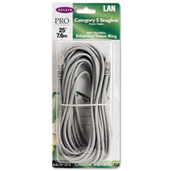 CAT5e Crimped Patch Cable, RJ45 Connectors, 25 ft., Gray